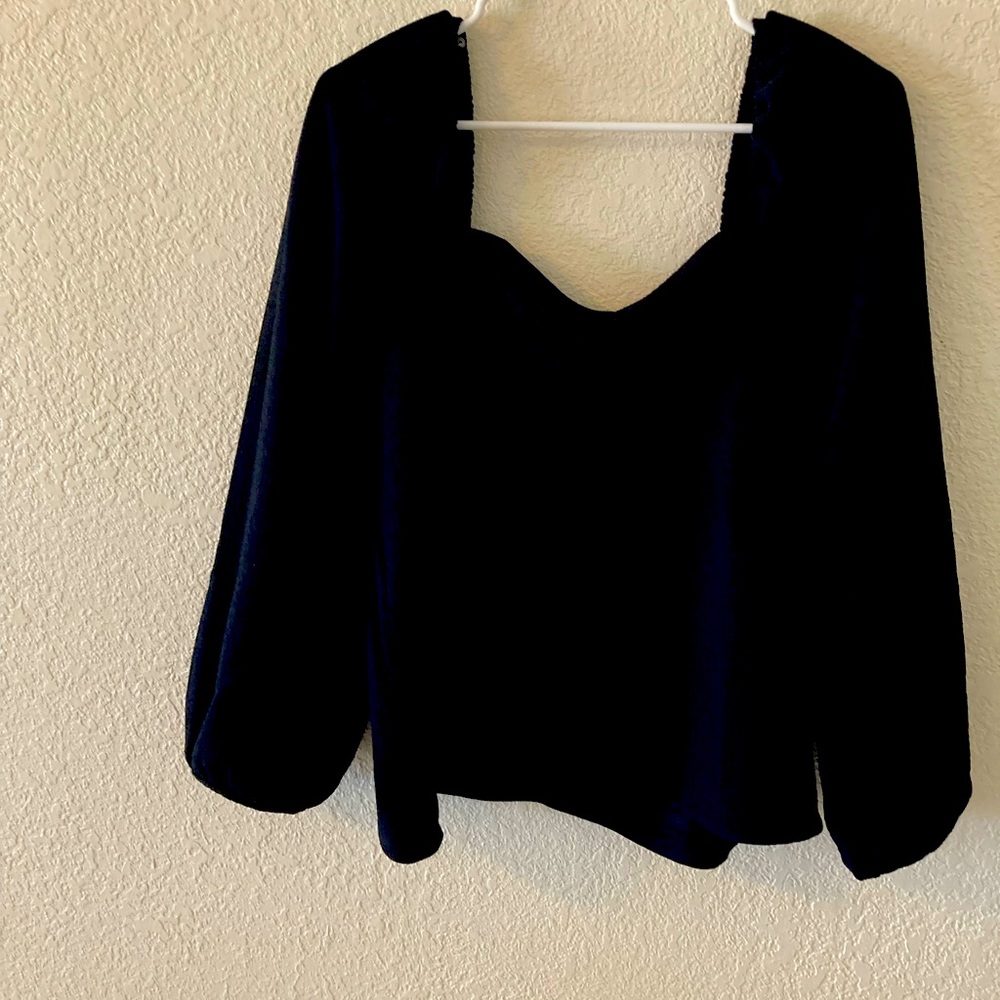 Black square neck top